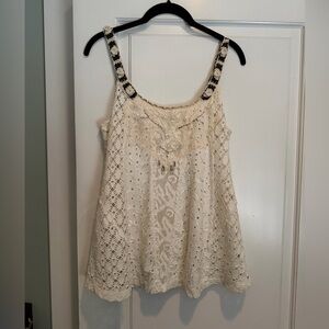 Free People Vintage Cream Lace Tank